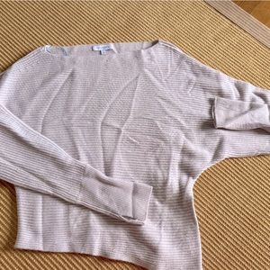 Intermix Off the Shoulder Lilac Wool and Cashmere Sweater
